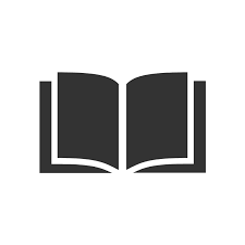 Black icon of an open book on a white background