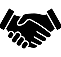 handshake a black and white icon image of two hands shaking