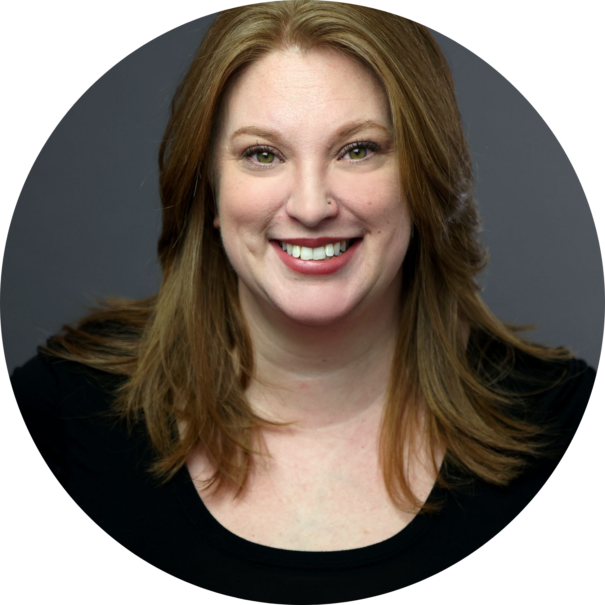4 (1) a head shot of Stephanie Charlton, a white woman with fair skin and long brown hair smiling at the camera